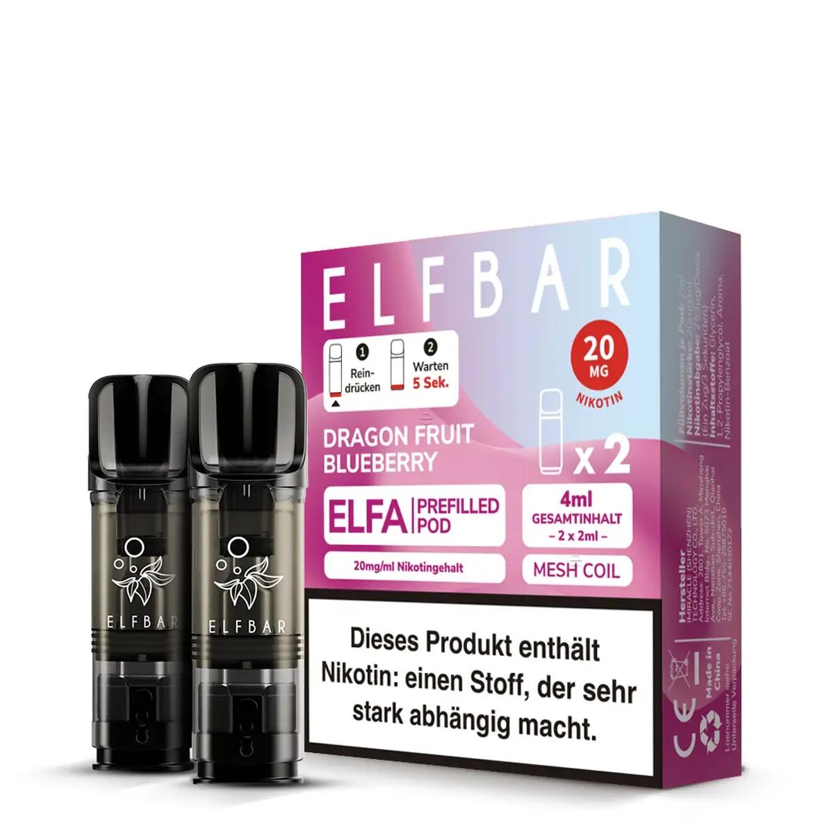Elf Bar Elfa Dragon Fruit Blueberry 20mg 2er Pack