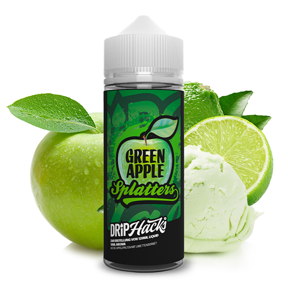 Drip Hacks Green Apple Splatters Longfill | 10ml in 120ml Flasche