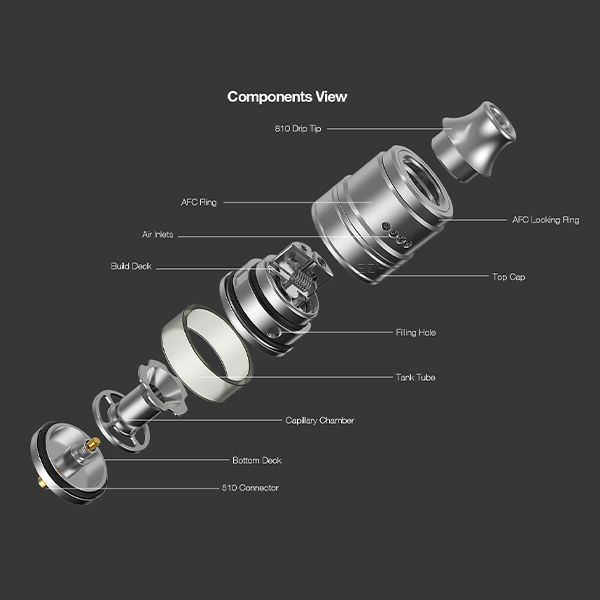Aspire Kumo RDTA matt-schwarz / satin schwarz