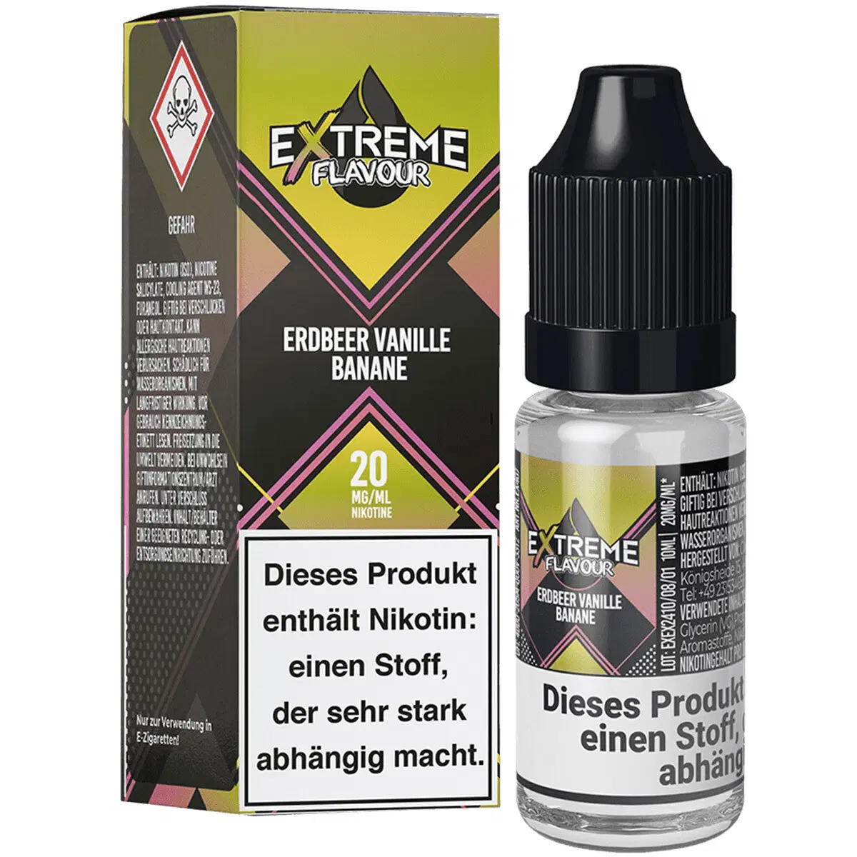 Extreme Flavour Erdbeer Vanille Banane 10ml SaltNic Hybrid Overdosed