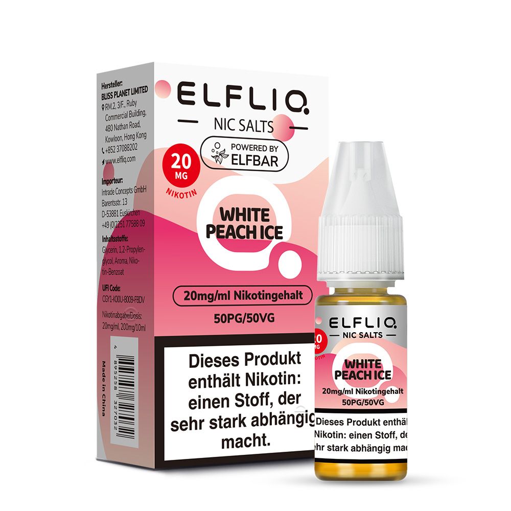 Elf Bar ELFLIQ White Peach Ice 10ml SaltNic