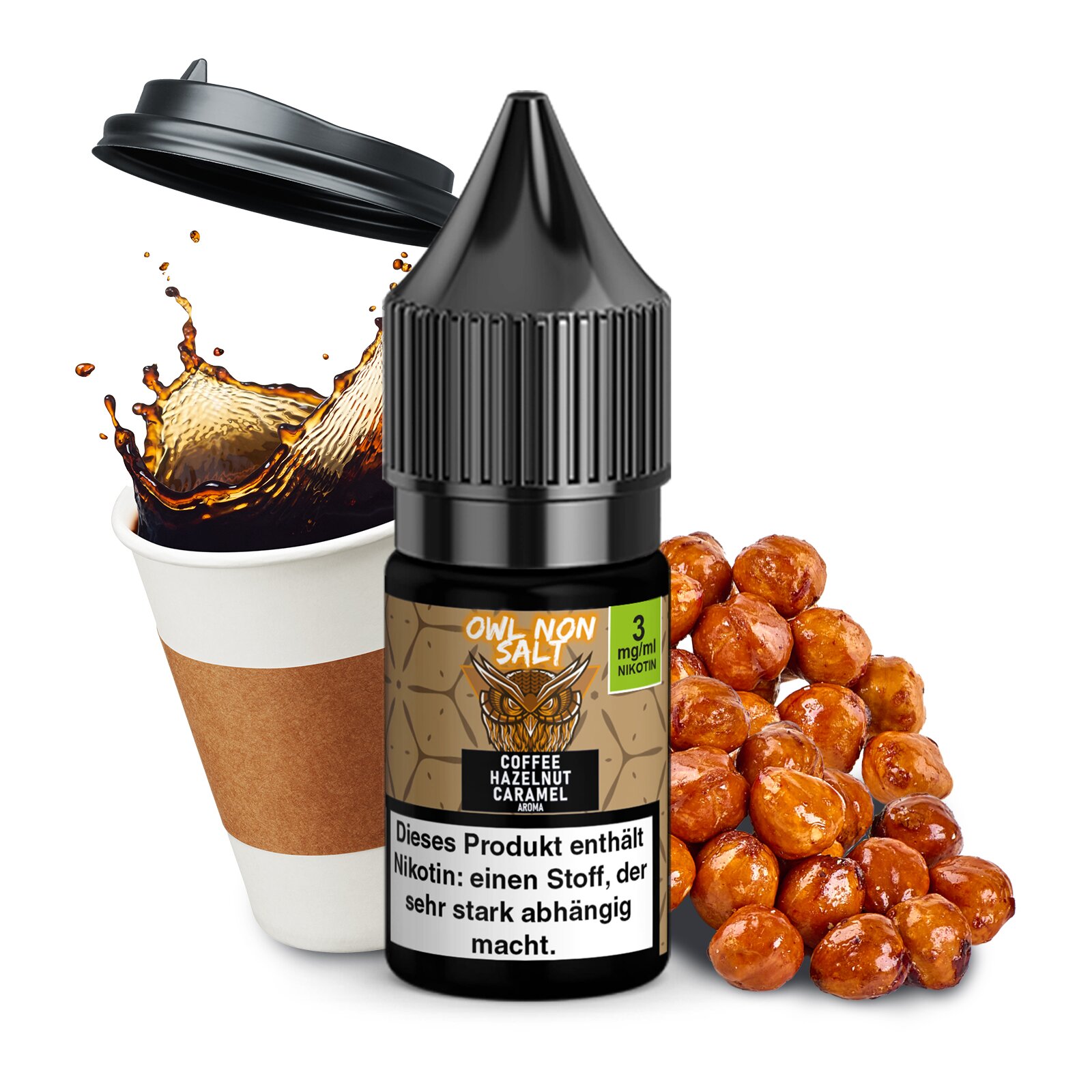 OWL Non SALT Coffee Hazelnut Caramel | 10ml Liquid 