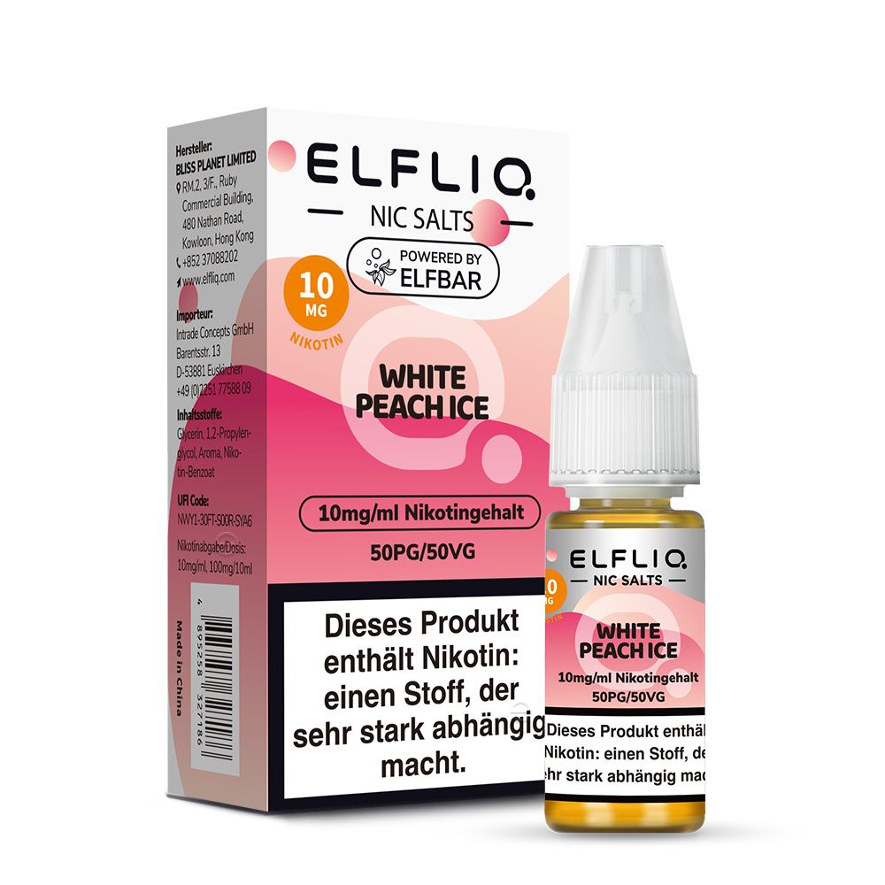 Elf Bar ELFLIQ White Peach Ice 10ml SaltNic