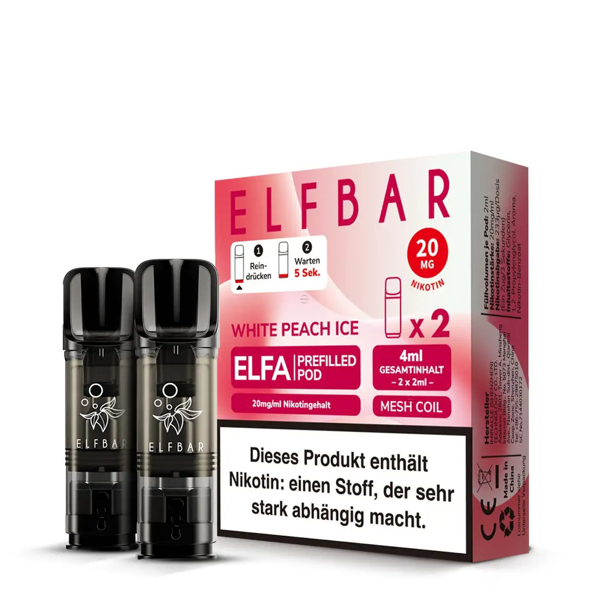 Elf Bar Elfa White Peach Ice 20mg 2er Pack