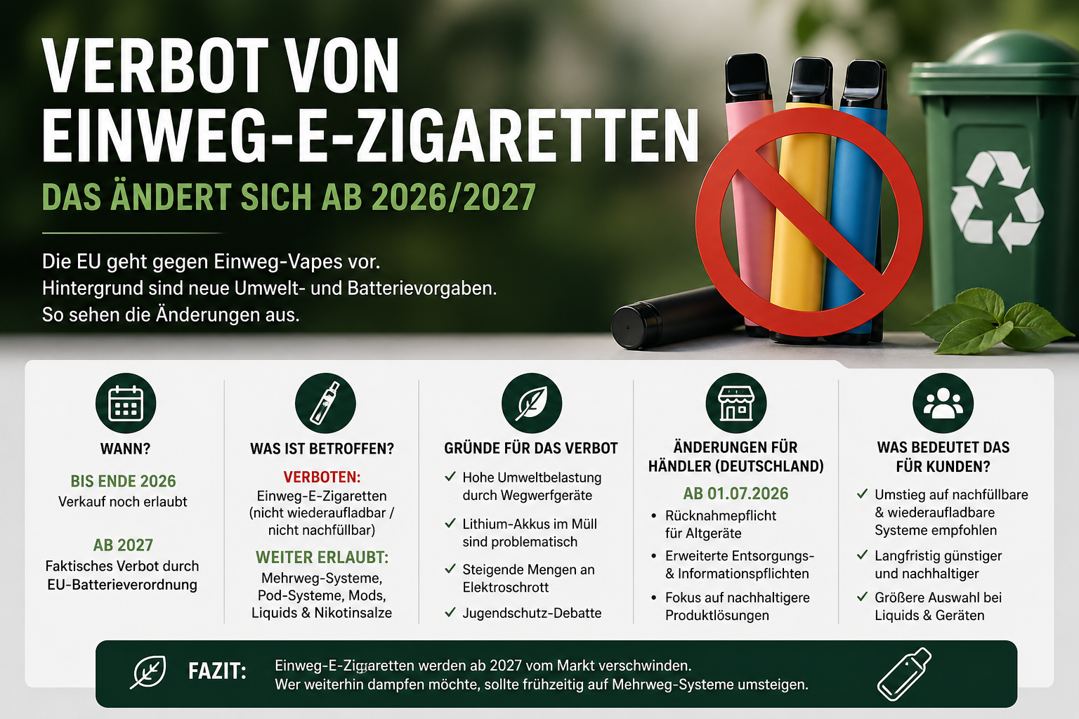 Einweg-Vapes vor dem Aus: Das ändert sich für dich ab 2026/2027