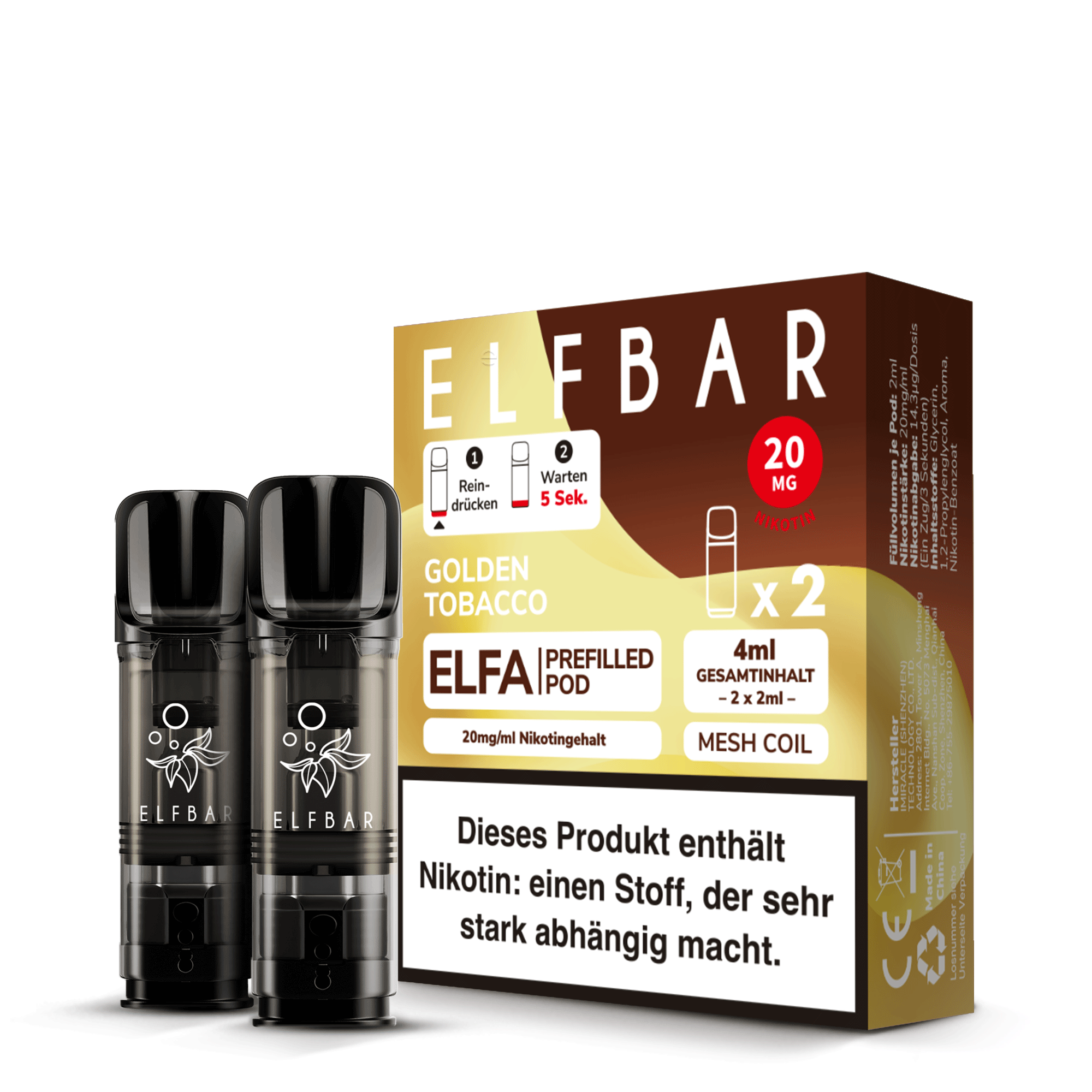 Elf Bar Elfa Golden Tobacco 20mg 2er Pack