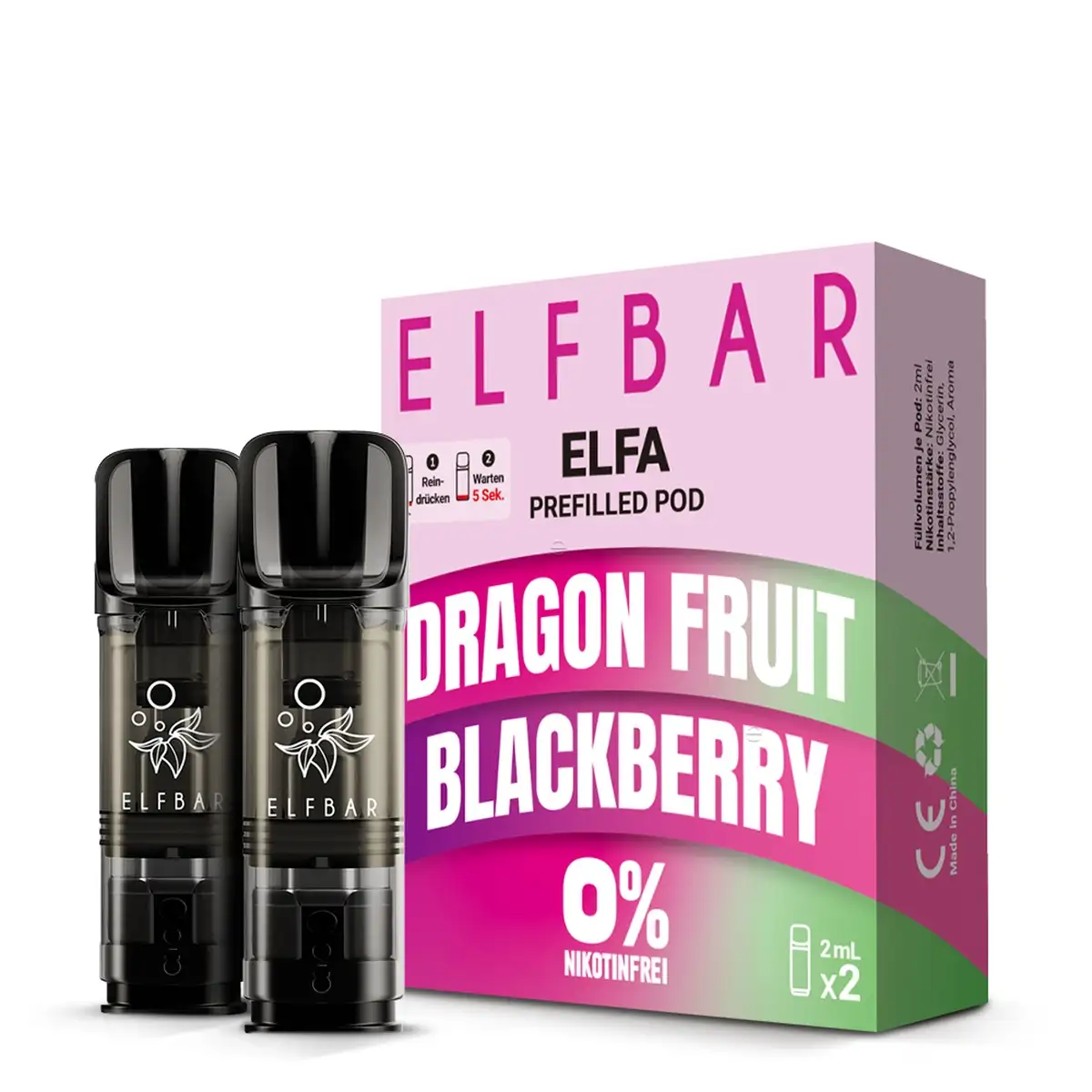 Elf Bar Elfa Dragon Fruit Blackberry 0mg 2er Pack